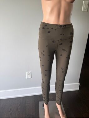 lululemon athletica Olive Green Leggings with Dark Floral Print